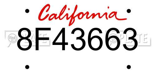 8F43663 California License Plate