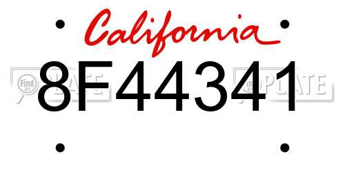 8F44341 California License Plate
