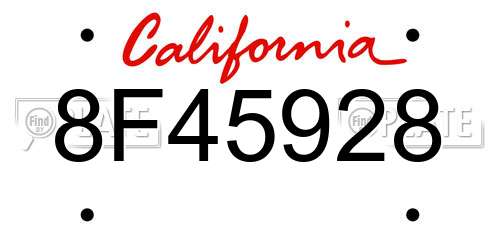8F45928 California License Plate