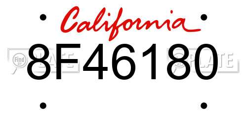 8F46180 California License Plate