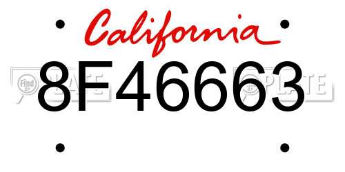 8F46663 California License Plate