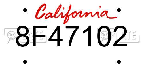 8F47102 California License Plate