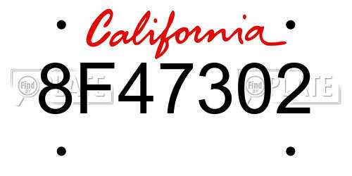 8F47302 California License Plate
