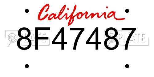 8F47487 California License Plate