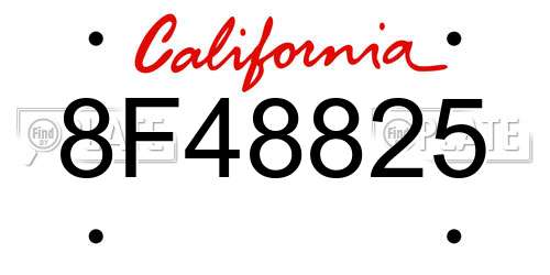 8F48825 California License Plate