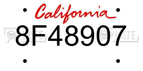 8F48907 California License Plate