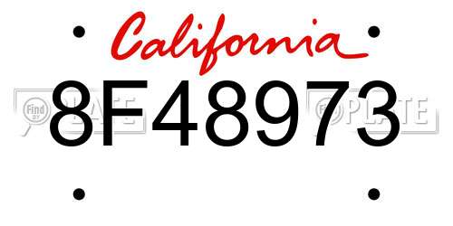 8F48973 California License Plate