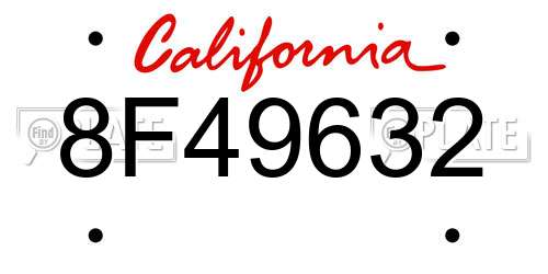 8F49632 California License Plate