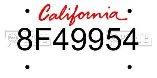 8F49954 California License Plate