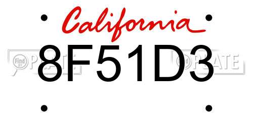 8F51D3 California License Plate