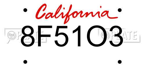 8F51O3 California License Plate