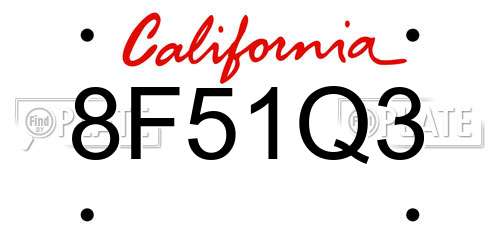 8F51Q3 California License Plate