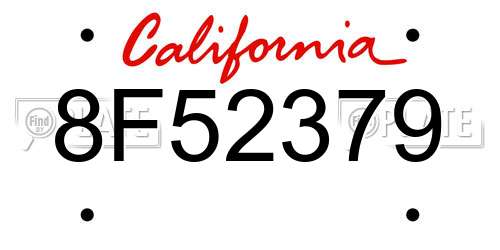 8F52379 California License Plate