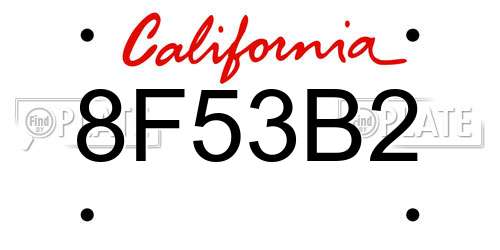 8F53B2 California License Plate