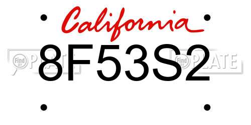 8F53S2 California License Plate