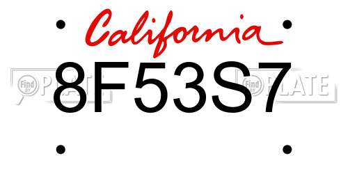 8F53S7 California License Plate
