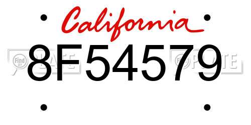 8F54579 California License Plate