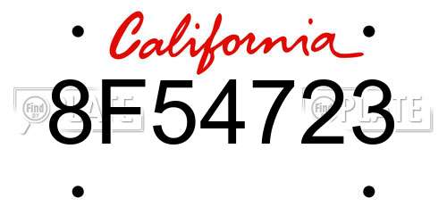 8F54723 California License Plate