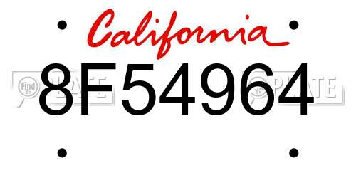 8F54964 California License Plate
