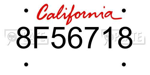 8F56718 California License Plate