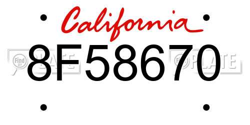 8F58670 California License Plate