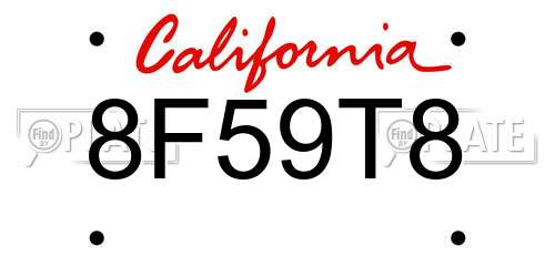 8F59T8 California License Plate