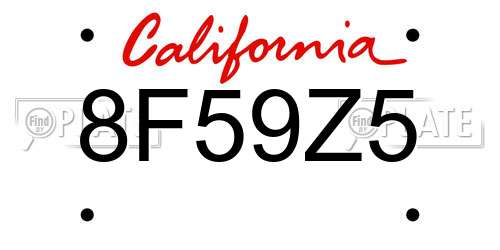 8F59Z5 California License Plate