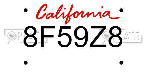 8F59Z8 California License Plate