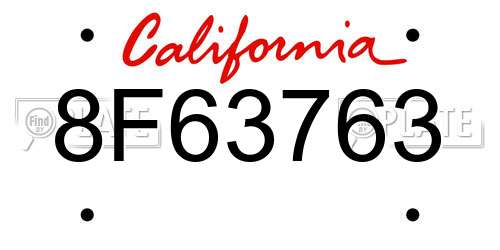 8F63763 California License Plate