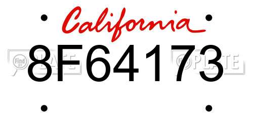 8F64173 California License Plate
