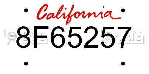 8F65257 California License Plate
