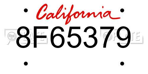 8F65379 California License Plate