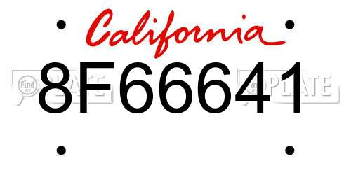 8F66641 California License Plate