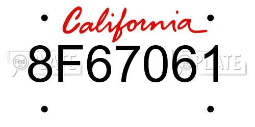 8F67061 California License Plate