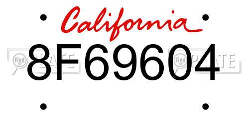 8F69604 California License Plate
