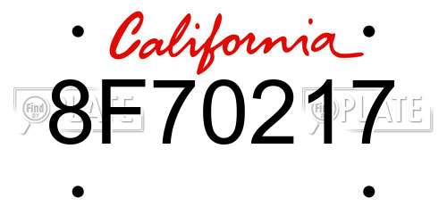 8F70217 California License Plate
