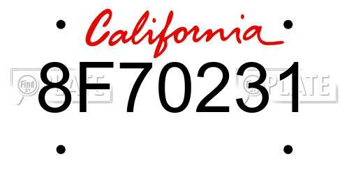 8F70231 California License Plate