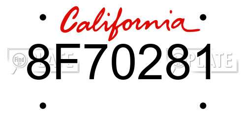 8F70281 California License Plate