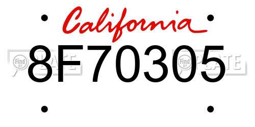 8F70305 California License Plate