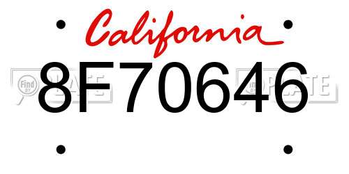 8F70646 California License Plate