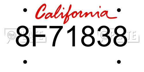 8F71838 California License Plate