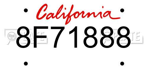 8F71888 California License Plate