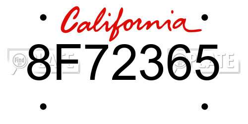 8F72365 California License Plate