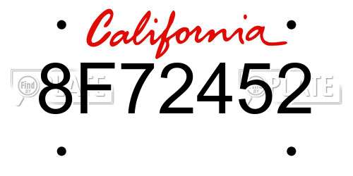 8F72452 California License Plate