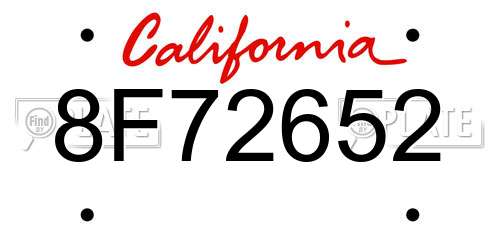 8F72652 California License Plate