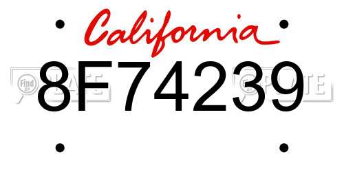 8F74239 California License Plate