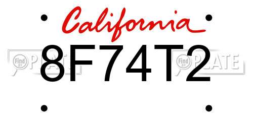 8F74T2 California License Plate