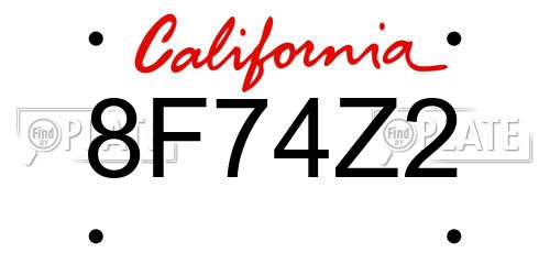 8F74Z2 California License Plate