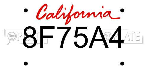 8F75A4 California License Plate