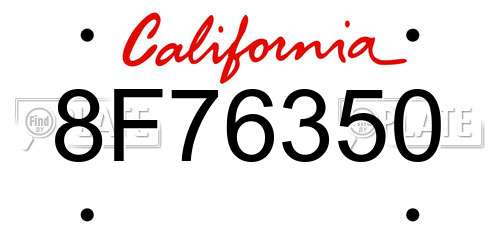 8F76350 California License Plate